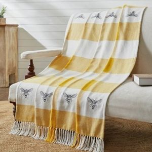 Busy Bees Woven Throw 50 x 60 Spring, Summer, Vintage Look